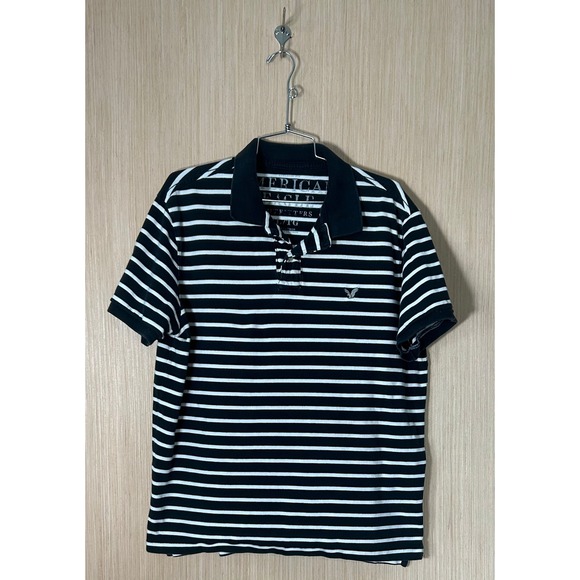 American Eagle Striped Polo Shirt Short Sleeve‎ Casual Top  Men's Size L - Picture 1 of 4